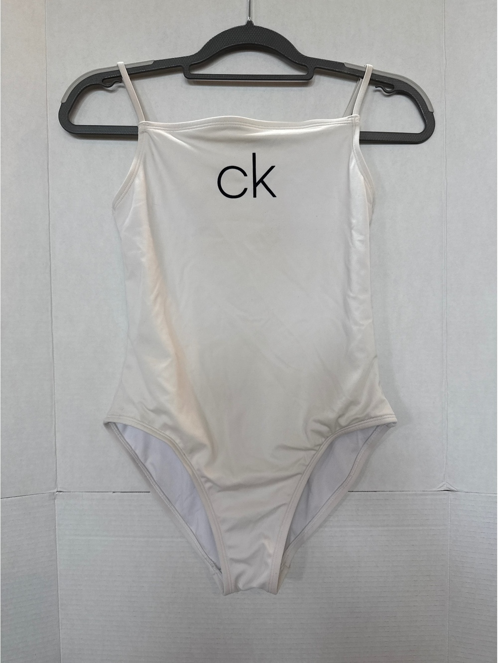 Calvin Klein Cream One Piece Swimsuit with CK Logo